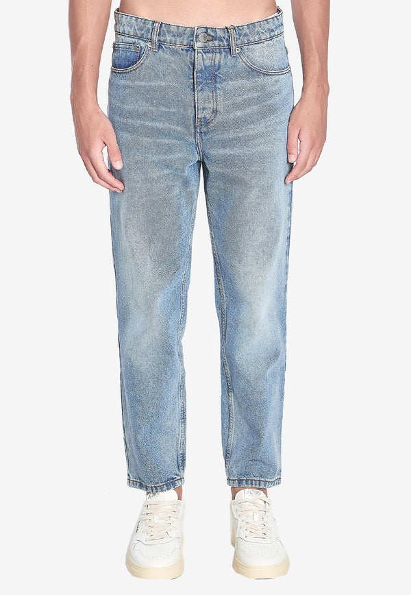 AMI PARIS Washed Tapered-Leg Jeans  Blue HTR103-DE0046-480