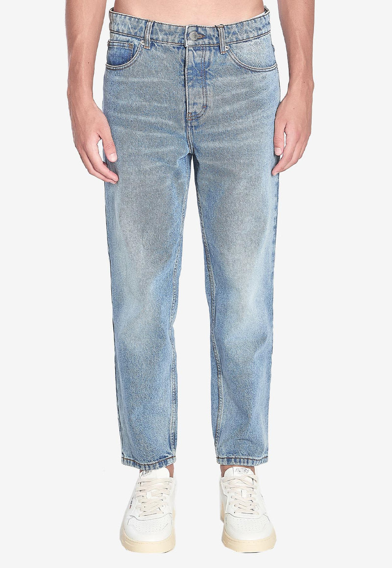 AMI PARIS Washed Tapered-Leg Jeans  Blue HTR103-DE0046-480