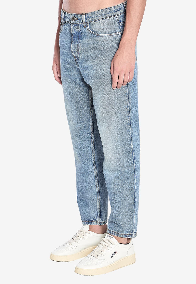 AMI PARIS Washed Tapered-Leg Jeans  Blue HTR103-DE0046-480