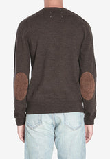 Maison Margiela Wool Sweater with Elbow Patches Brown S50HL0041-M13098-144M