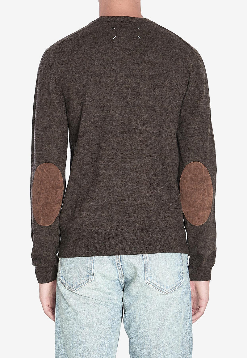 Maison Margiela Wool Sweater with Elbow Patches Brown S50HL0041-M13098-144M