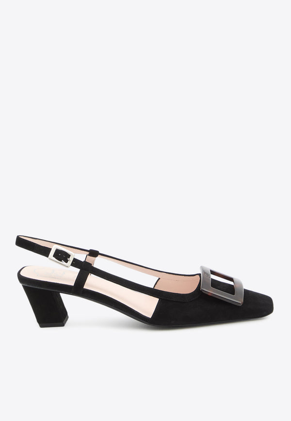 Roger Vivier Belle Vivier 45 Slingback Pumps in Suede Black RVW00643380-HR0-B999