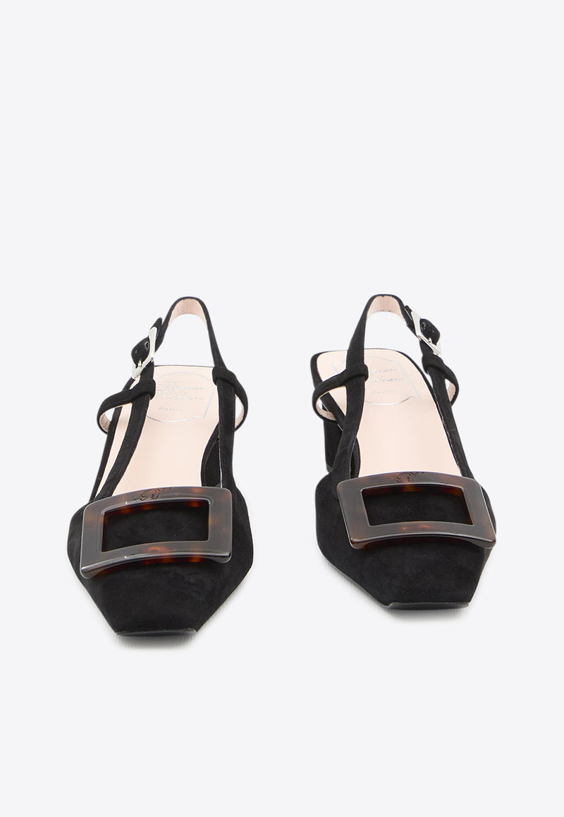 Roger Vivier Belle Vivier 45 Slingback Pumps in Suede Black RVW00643380-HR0-B999