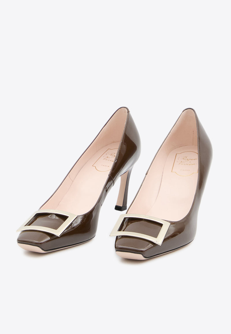 Roger Vivier Belle Vivier 70 Patent Leather Pumps  Brown RVW40015280-D1P-S604