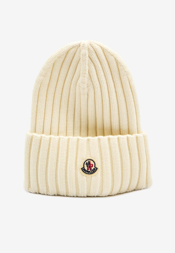 Moncler Logo Patch Wool Beanie White K20933B00036-A9327-030