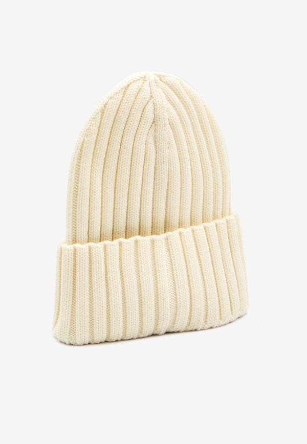 Moncler Logo Patch Wool Beanie White K20933B00036-A9327-030