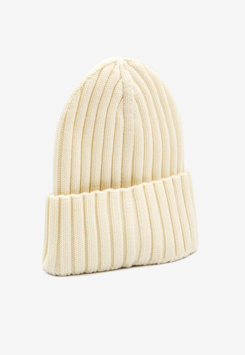 Moncler Logo Patch Wool Beanie White K20933B00036-A9327-030