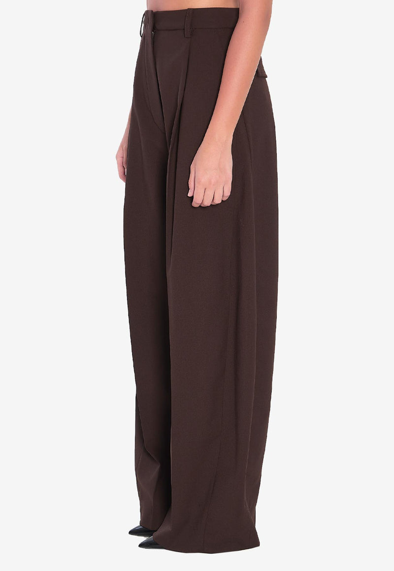 TheLatest Billie Wide-Leg Wool Pants Brown 3111W0206-ABTP-T0215
