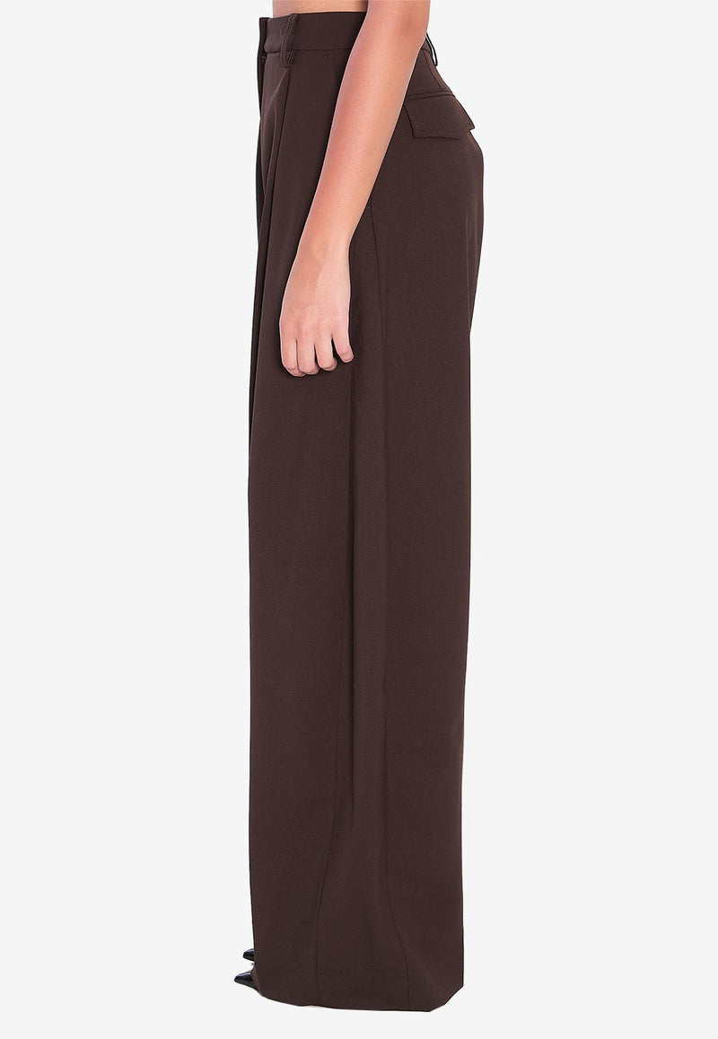 TheLatest Billie Wide-Leg Wool Pants Brown 3111W0206-ABTP-T0215