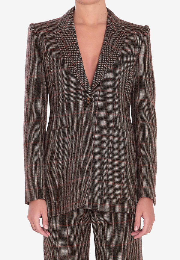 Chloé Checked Wool Tailored Jacket  Brown CH25AVE53097--93C