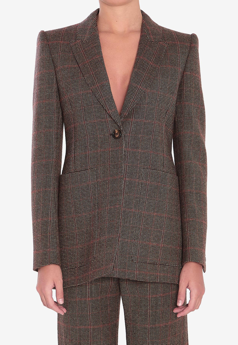 Chloé Checked Wool Tailored Jacket  Brown CH25AVE53097--93C