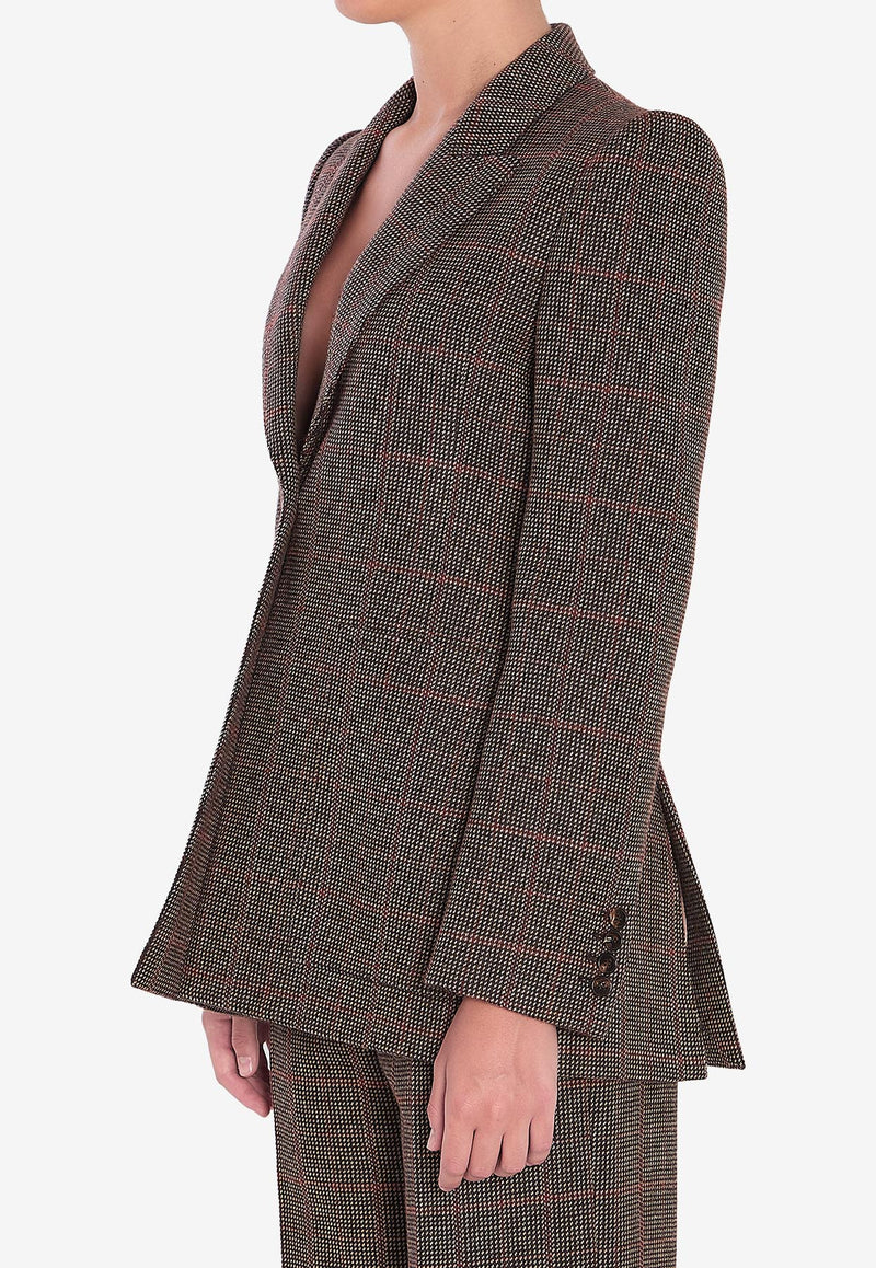 Chloé Checked Wool Tailored Jacket  Brown CH25AVE53097--93C