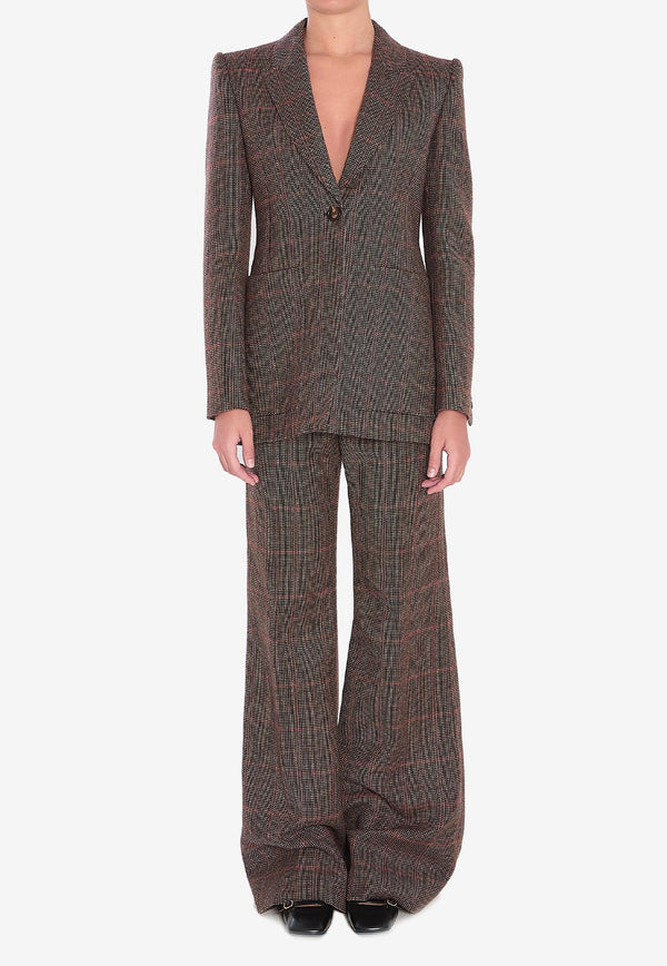 Chloé Checked Wool Tailored Jacket  Brown CH25AVE53097--93C