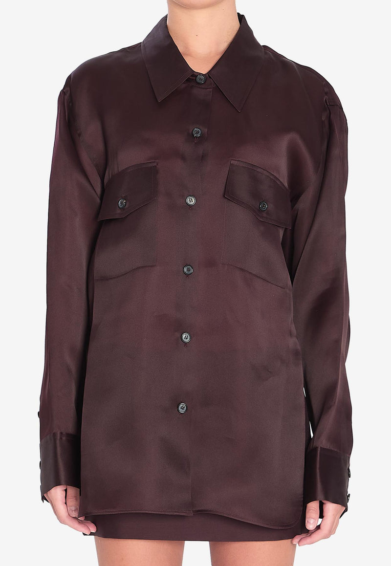 Khaite Matteo Silk Shirt   Bordeaux 24043002--599