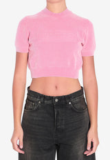 Alexander Wang Embossed Logo Cropped Knit T-shirt Pink 1KC3251030--936C