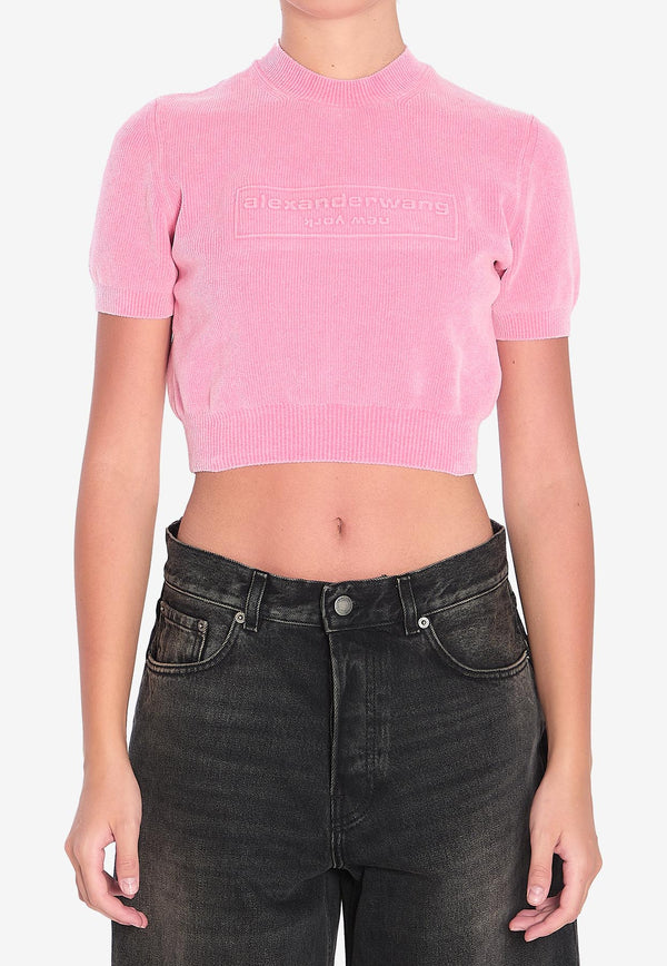 Alexander Wang Embossed Logo Cropped Knit T-shirt Pink 1KC3251030--936C