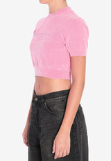 Alexander Wang Embossed Logo Cropped Knit T-shirt Pink 1KC3251030--936C