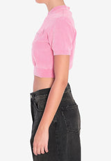 Alexander Wang Embossed Logo Cropped Knit T-shirt Pink 1KC3251030--936C