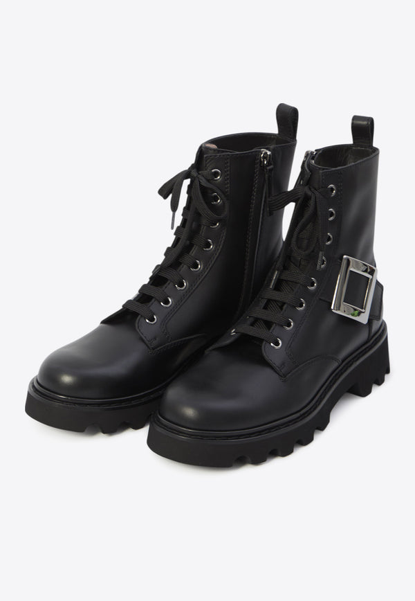 Roger Vivier Viv' Rangers Combat Boots  Black RVW78442760-TTQ-B999