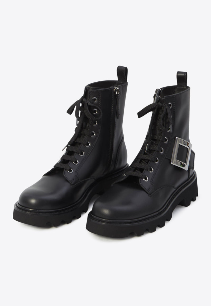 Roger Vivier Viv' Rangers Combat Boots  Black RVW78442760-TTQ-B999