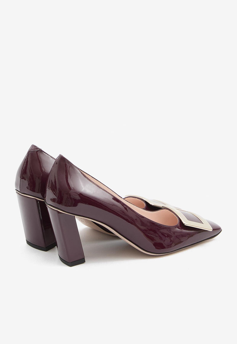Roger Vivier Belle Vivier 75 Patent Leather Pumps Burgundy RVW71300920-D1P-R802