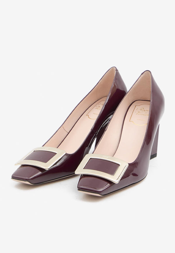 Roger Vivier Belle Vivier 75 Patent Leather Pumps Burgundy RVW71300920-D1P-R802