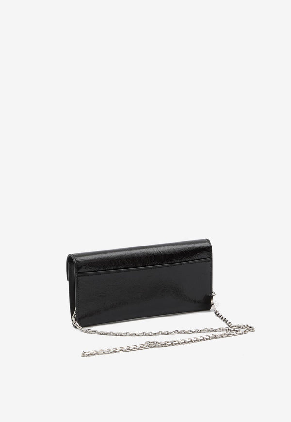 Roger Vivier Belle Vivier Patent Leather Chain Clutch Black RAWAWSB4400-UKP-B999