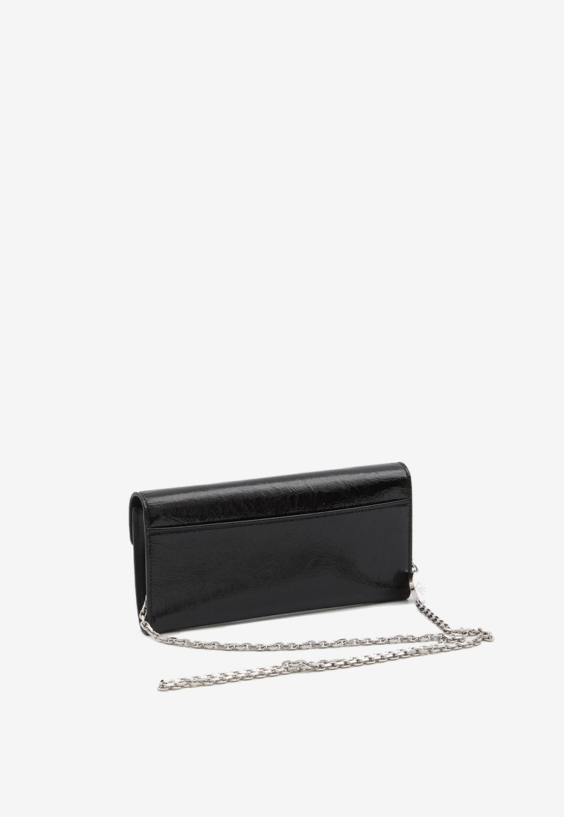 Roger Vivier Belle Vivier Patent Leather Chain Clutch Black RAWAWSB4400-UKP-B999