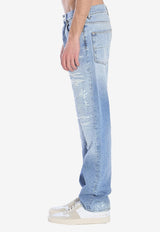 Amiri MA Quad Repaired Faded Jeans Blue AMDNGH1070--DENIM