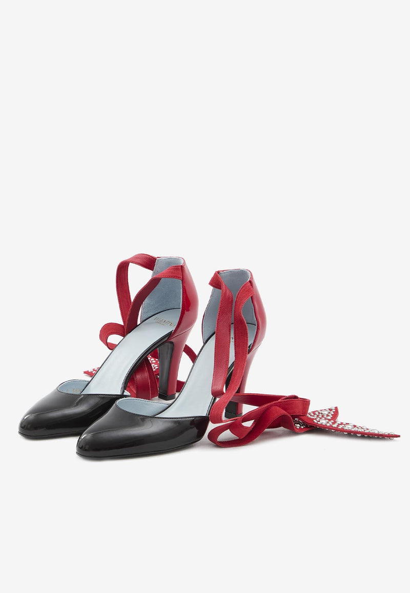 Valentino Foliefoliage 85 Wraparound Leather Pumps Black 6W0S0LT5-UTM-JT0