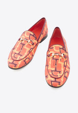 Gucci Jordaan Horsebit Print Loafers Orange 431467-FAEN0-7541