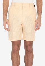 Fendi FF Jacquard Linen Shorts Yellow FB0821-AU6Y-F0PKL