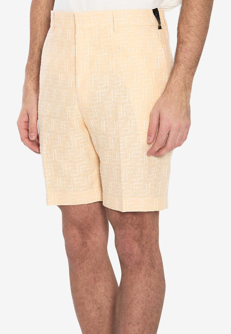 Fendi FF Jacquard Linen Shorts Yellow FB0821-AU6Y-F0PKL
