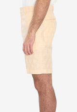 Fendi FF Jacquard Linen Shorts Yellow FB0821-AU6Y-F0PKL