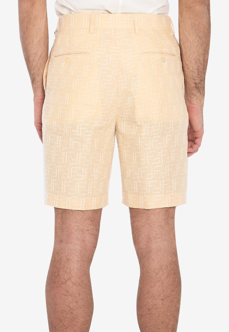 Fendi FF Jacquard Linen Shorts Yellow FB0821-AU6Y-F0PKL