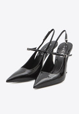Gucci Bamboo 105 Slingback Pumps in Patent Leather Black 812998-BNC00-1000