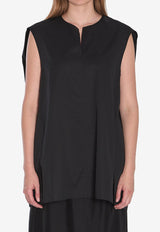 The Row Owen Oversized V-neck Top Black 9026-W3955-BLK