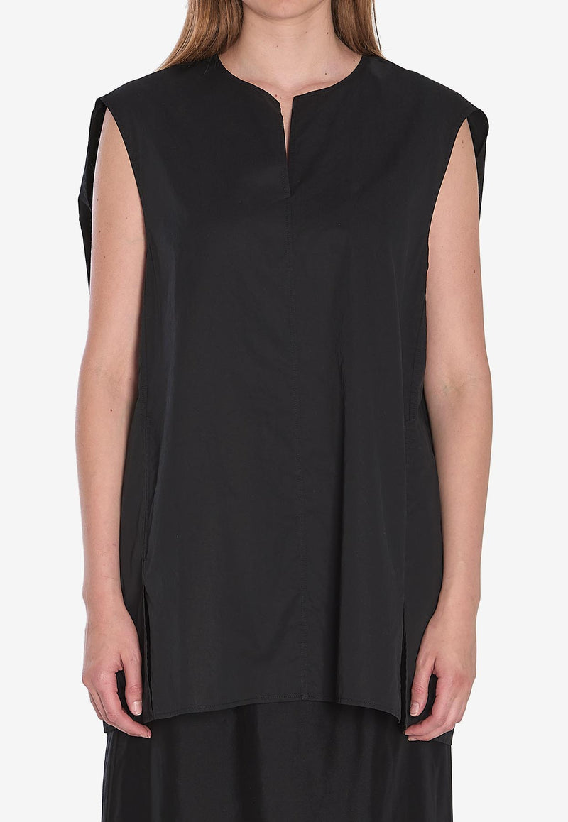 The Row Owen Oversized V-neck Top Black 9026-W3955-BLK
