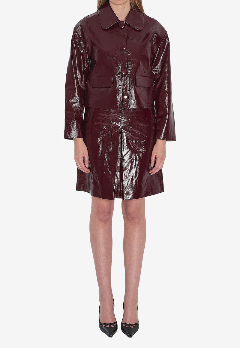 Self-Portrait Leather Cropped Jacket   Bordeaux PF25091JBU--BURGUNDY