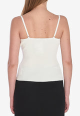 Self-Portrait Lace-Trimmed V-neck Top White PF25042TW--WHITE