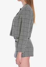 Self-Portrait Houndstooth Cropped Jacket  Black PF25111JBW--BLACK AND WHITE