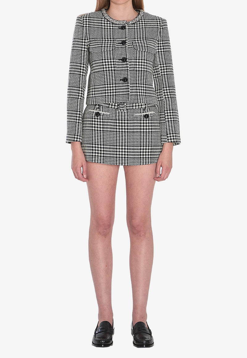 Self-Portrait Houndstooth Mini Skort  Black PF25111SKBW--BLACK AND WHITE