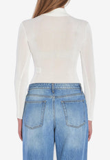 Self-Portrait Polo Knit Bodysuit White PF25113TW--WHITE