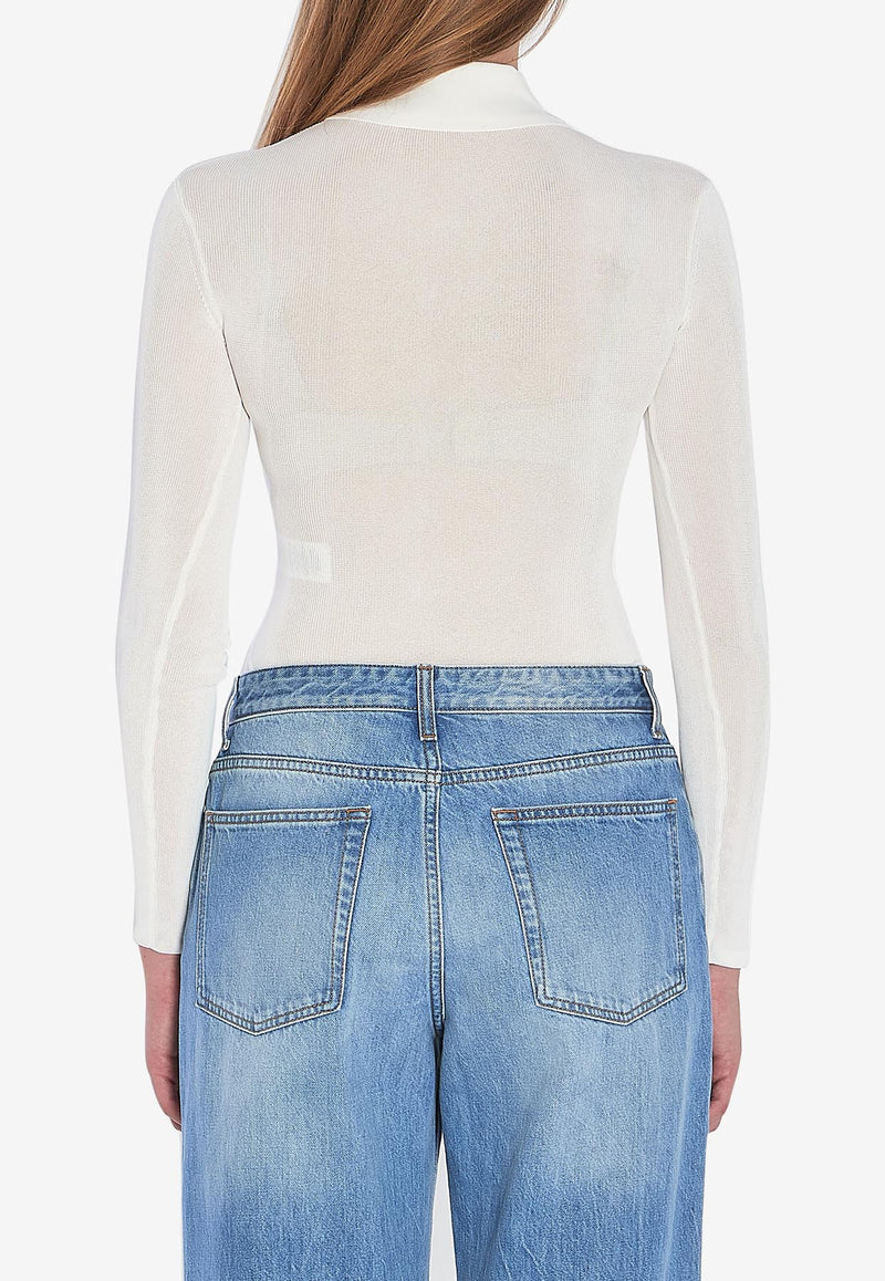 Self-Portrait Polo Knit Bodysuit White PF25113TW--WHITE