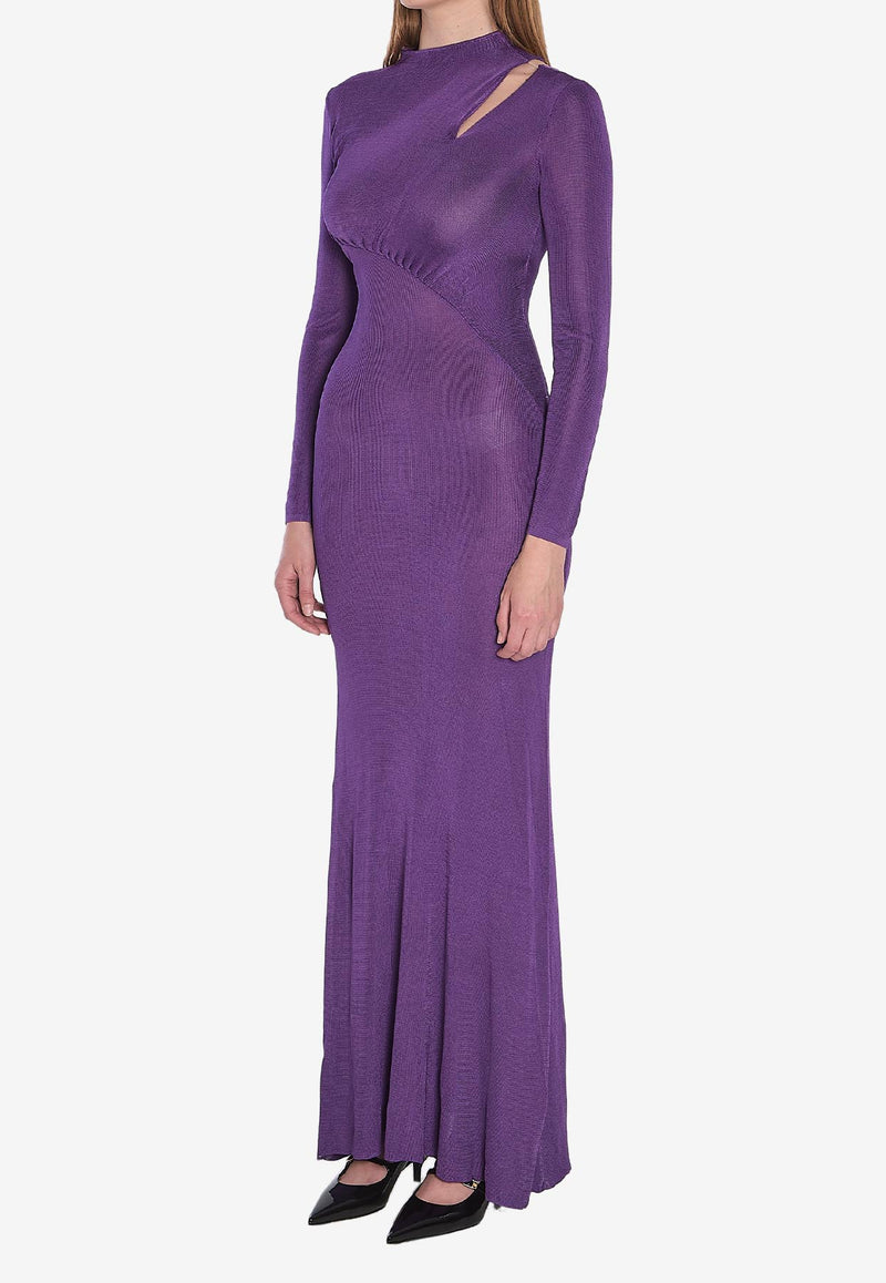 Self-Portrait Semi-Sheer Cut-Out Maxi Dress Purple PF25086XPU--PURPLE