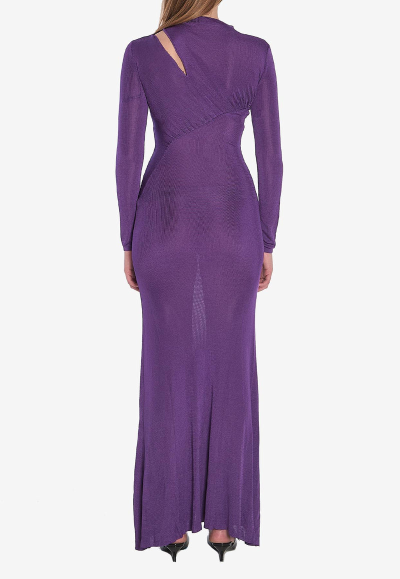 Self-Portrait Semi-Sheer Cut-Out Maxi Dress Purple PF25086XPU--PURPLE