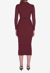 Self-Portrait Cut-Out Midi Dress Bordeaux PF25080MBU--BURGUNDY