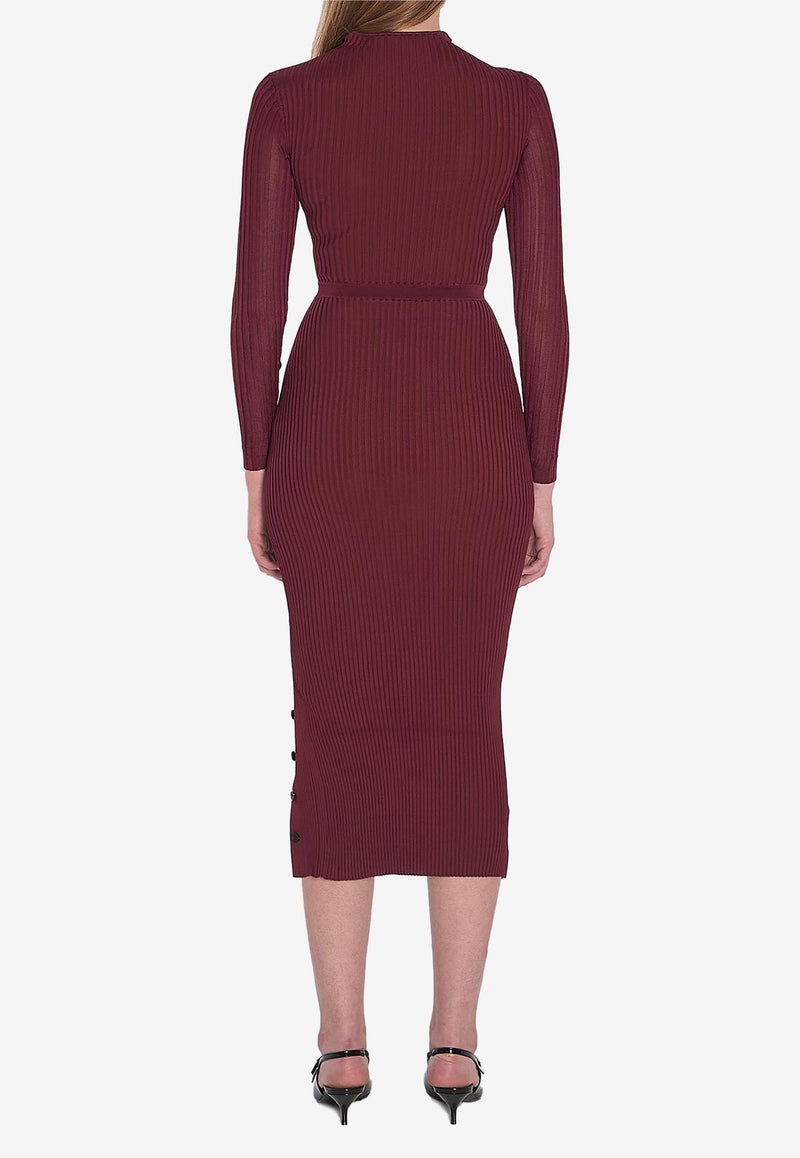 Self-Portrait Cut-Out Midi Dress Bordeaux PF25080MBU--BURGUNDY