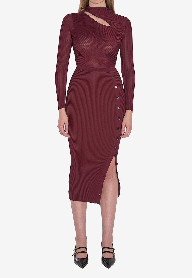 Self-Portrait Cut-Out Midi Dress Bordeaux PF25080MBU--BURGUNDY