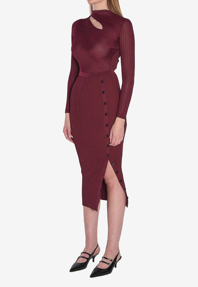 Self-Portrait Cut-Out Midi Dress Bordeaux PF25080MBU--BURGUNDY